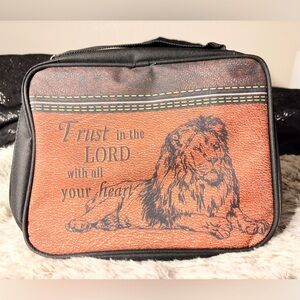 Bible Tote Bag with Lion Design - Brown